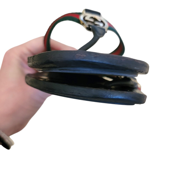 Gucci GG Black Web Thong Guccissima Sandals Logo Monogram Flip Flop 6.5 36.5 - Picture 4 of 12